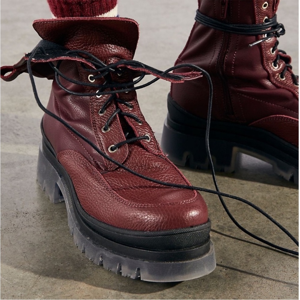 Free People Baxter lug sole boots in wine - Picture 9 of 10